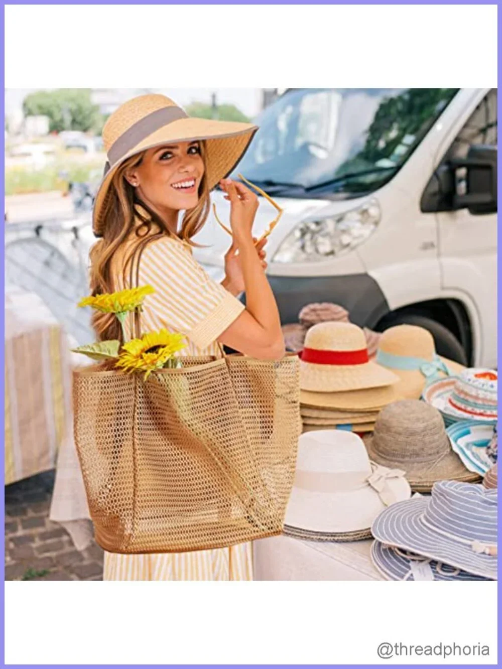 23L Mesh Beach Tote Bag Foldable Hobo Shoulder Bag Nylon